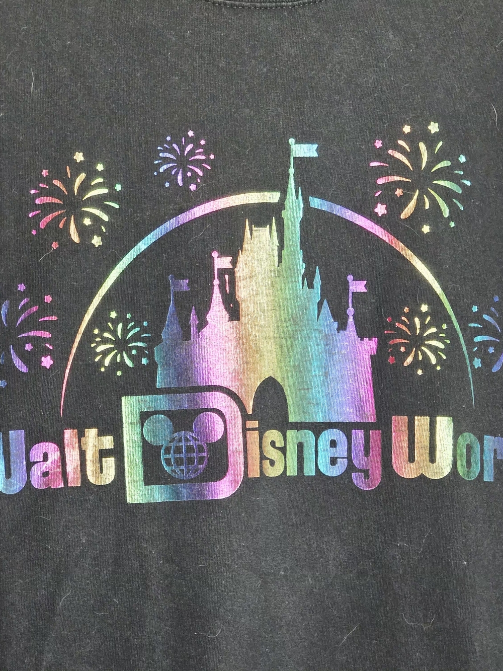 Walt Disney World Rainbow Castle Fireworks Black T Shirt XXL Mickey Mouse - Picture 2 of 4